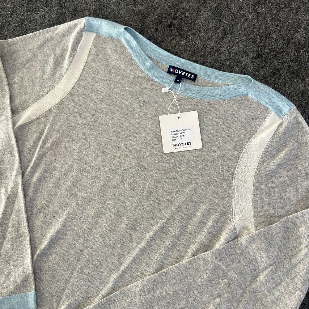 MOVETES NWT Sz Medium Sweater‎ Gray Cashmere Blend Womens Golf